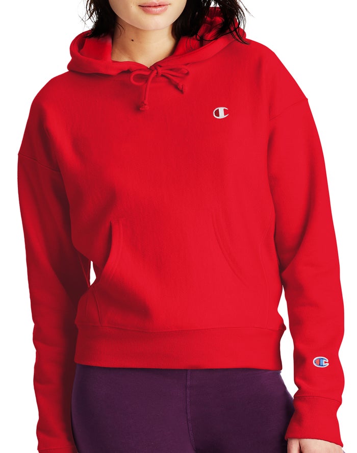 Champion Reverse Weave C Logo Hoodie Dames - Rood - Belgie 7510YLJKZ